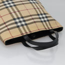 BURBERRY Nova Check Hand Bag PVC Beige Silver Auth bs23486-6