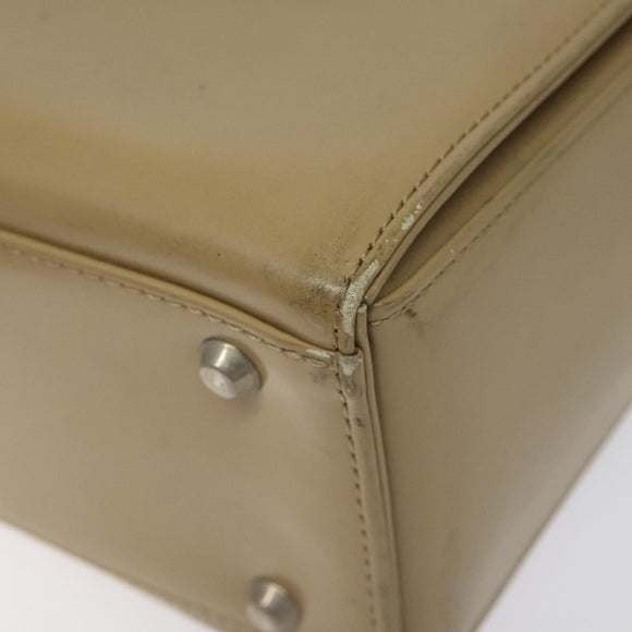 SAINT LAURENT Shoulder Bag Leather Beige Silver Auth bs23487