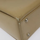 SAINT LAURENT Shoulder Bag Leather Beige Silver Auth bs23487-15