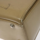 SAINT LAURENT Shoulder Bag Leather Beige Silver Auth bs23487-9