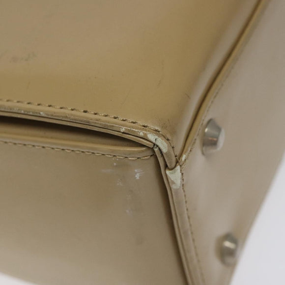 SAINT LAURENT Shoulder Bag Leather Beige Silver Auth bs23487