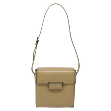 SAINT LAURENT Shoulder Bag Leather Beige Silver Auth bs23487 - 0