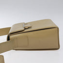 SAINT LAURENT Shoulder Bag Leather Beige Silver Auth bs23487-5