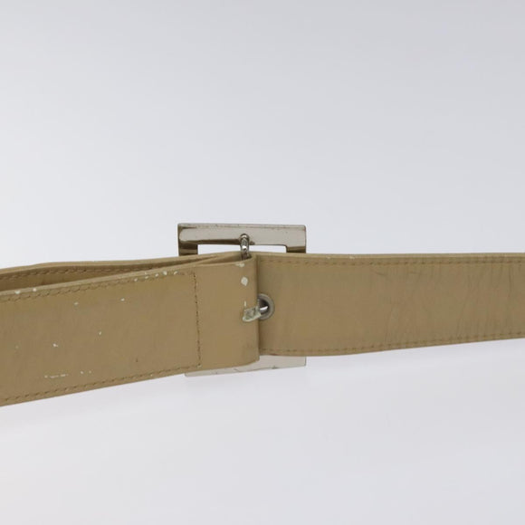 SAINT LAURENT Shoulder Bag Leather Beige Silver Auth bs23487