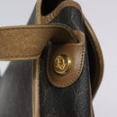 Christian Dior Honeycomb Canvas Shoulder Bag PVC Black Brown gold Auth bs23494-10