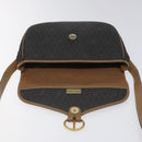 Christian Dior Honeycomb Canvas Shoulder Bag PVC Black Brown gold Auth bs23494-11