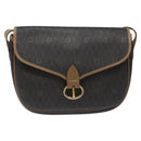 Christian Dior Honeycomb Canvas Shoulder Bag PVC Black Brown gold Auth bs23494-13