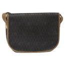 Christian Dior Honeycomb Canvas Shoulder Bag PVC Black Brown gold Auth bs23494-2