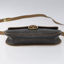 Christian Dior Honeycomb Canvas Shoulder Bag PVC Black Brown gold Auth bs23494-5