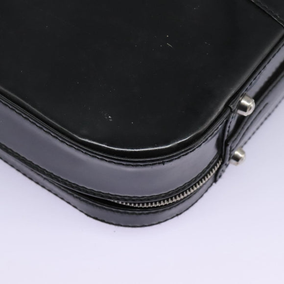 GUCCI Business Bag Enamel Black Auth bs23505