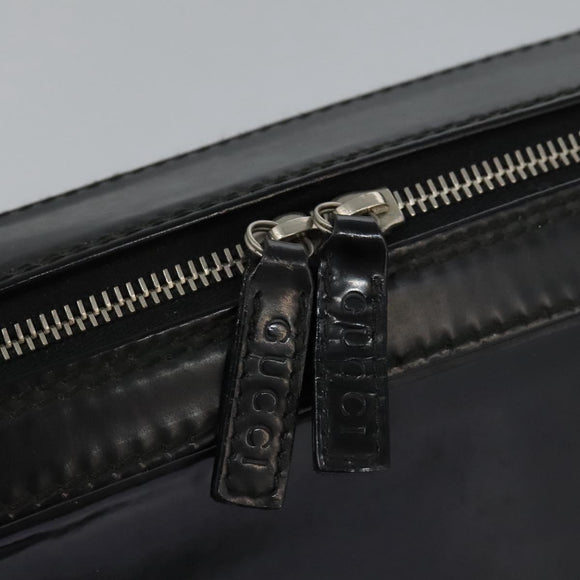 GUCCI Business Bag Enamel Black Auth bs23505
