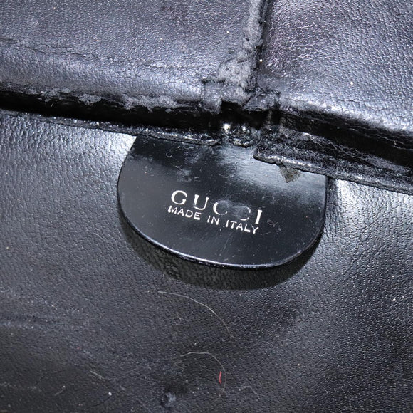 GUCCI Business Bag Enamel Black Auth bs23505