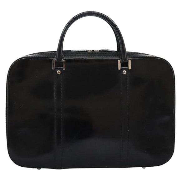 GUCCI Business Bag Enamel Black Auth bs23505