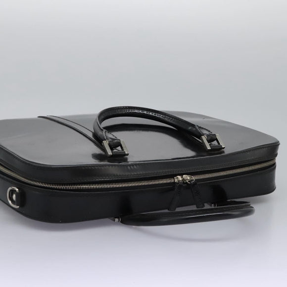 GUCCI Business Bag Enamel Black Auth bs23505