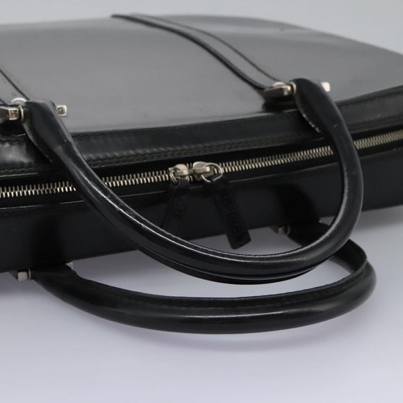 GUCCI Business Bag Enamel Black Auth bs23505