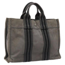 HERMES Fourre Tout PM Hand Bag Canvas Black Gray Silver Auth bs23510-1