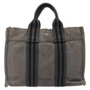 HERMES Fourre Tout PM Hand Bag Canvas Black Gray Silver Auth bs23510-3