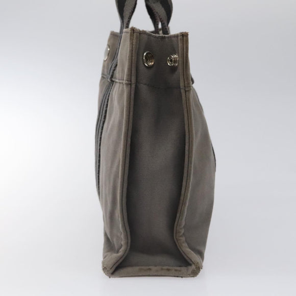 HERMES Fourre Tout PM Hand Bag Canvas Black Gray Silver Auth bs23510