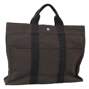 HERMES Her Line MM Tote Bag Canvas Gray Silver Auth bs23512