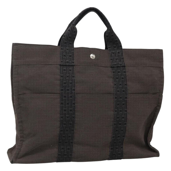 HERMES Her Line MM Tote Bag Canvas Gray Silver Auth bs23512