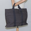 HERMES Her Line MM Tote Bag Canvas Gray Silver Auth bs23512-19