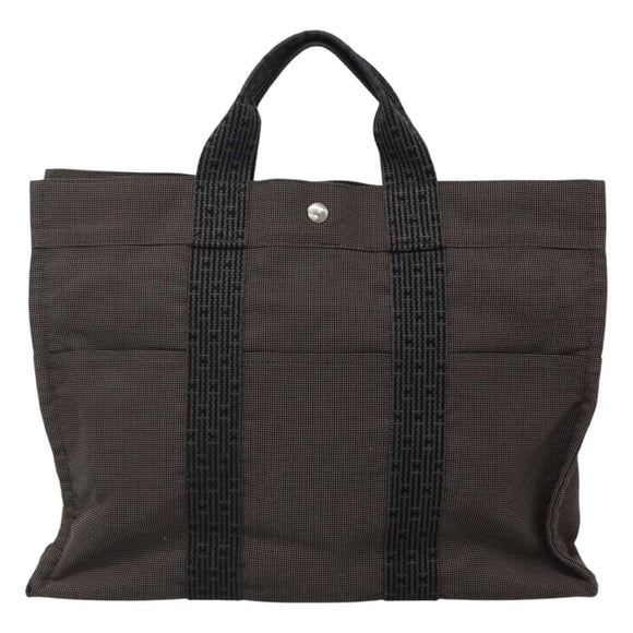 HERMES Her Line MM Tote Bag Canvas Gray Silver Auth bs23512