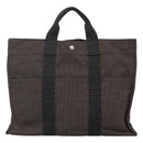 HERMES Her Line MM Tote Bag Canvas Gray Silver Auth bs23512-2
