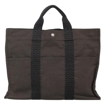 HERMES Her Line MM Tote Bag Canvas Gray Silver Auth bs23512 - 0