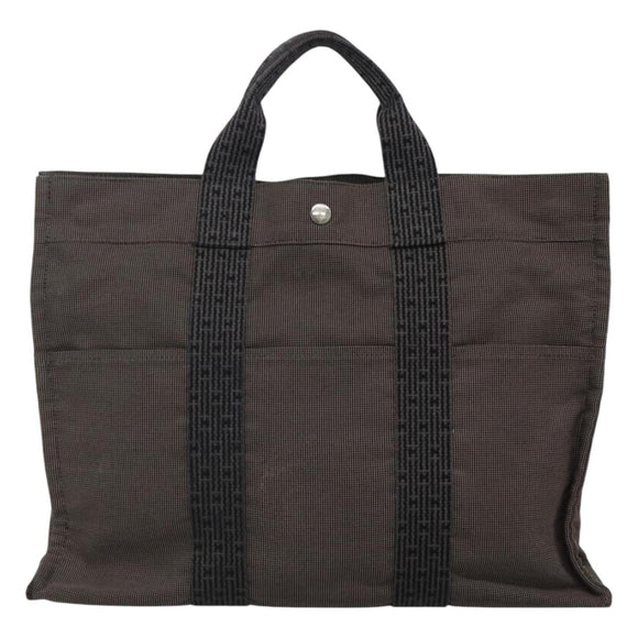 HERMES Her Line MM Tote Bag Canvas Gray Silver Auth bs23512
