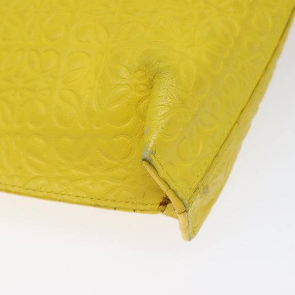 LOEWE Anagram Clutch Bag Leather Yellow Auth bs23522