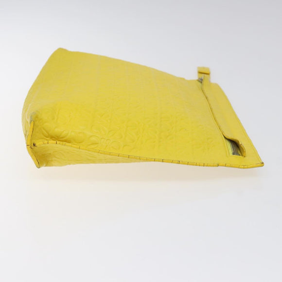 LOEWE Anagram Clutch Bag Leather Yellow Auth bs23522
