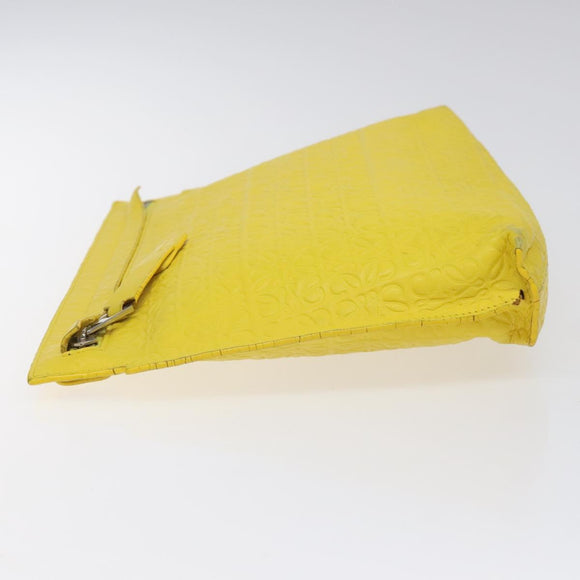 LOEWE Anagram Clutch Bag Leather Yellow Auth bs23522