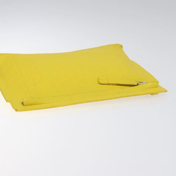 LOEWE Anagram Clutch Bag Leather Yellow Auth bs23522