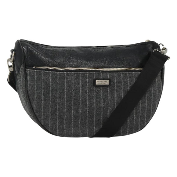BURBERRY Black label Shoulder Bag Wool Gray Auth bs23525