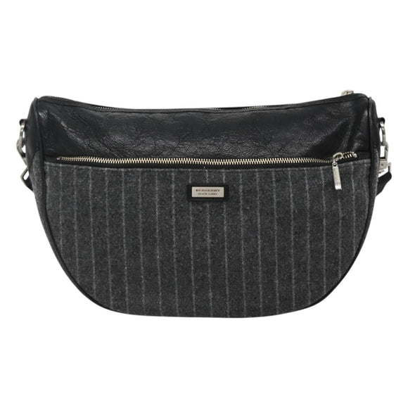 BURBERRY Black label Shoulder Bag Wool Gray Auth bs23525