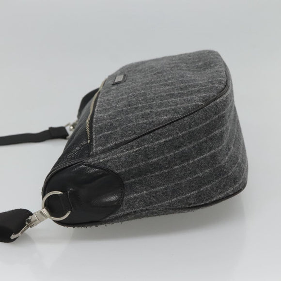 BURBERRY Black label Shoulder Bag Wool Gray Auth bs23525