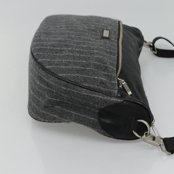 BURBERRY Black label Shoulder Bag Wool Gray Auth bs23525