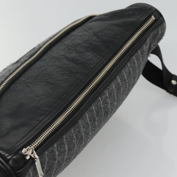 BURBERRY Black label Shoulder Bag Wool Gray Auth bs23525