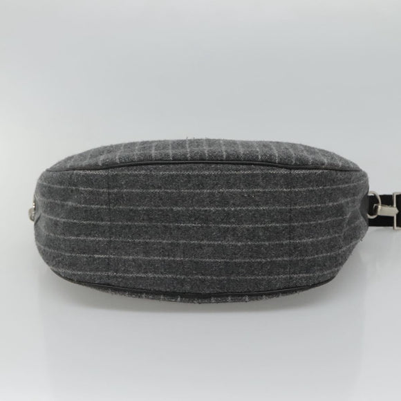 BURBERRY Black label Shoulder Bag Wool Gray Auth bs23525