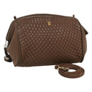 BALLY Quilted Shoulder Bag Leather Brown Gold Auth bs23528-1
