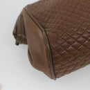 BALLY Quilted Shoulder Bag Leather Brown Gold Auth bs23528-16