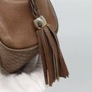 BALLY Quilted Shoulder Bag Leather Brown Gold Auth bs23528-9