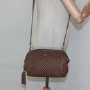 BALLY Quilted Shoulder Bag Leather Brown Gold Auth bs23528-19