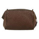 BALLY Quilted Shoulder Bag Leather Brown Gold Auth bs23528-2