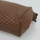 BALLY Quilted Shoulder Bag Leather Brown Gold Auth bs23528-7