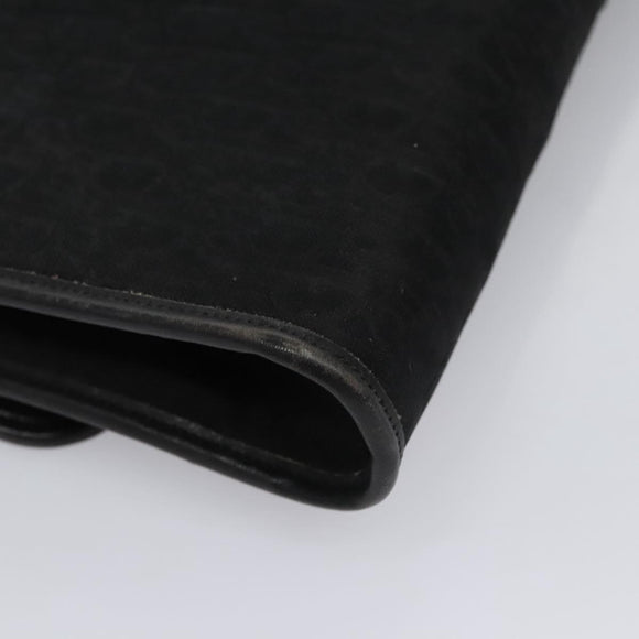 Christian Dior Trotter Canvas Chain Shoulder Bag Black Gold Auth bs23529