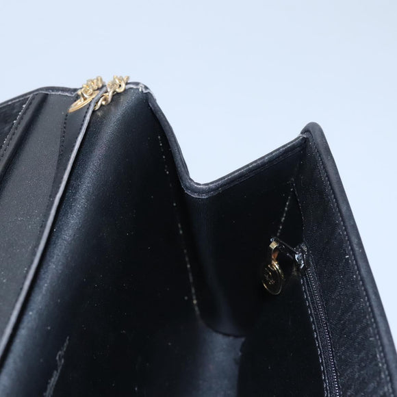 Christian Dior Trotter Canvas Chain Shoulder Bag Black Gold Auth bs23529