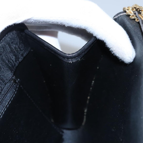 Christian Dior Trotter Canvas Chain Shoulder Bag Black Gold Auth bs23529