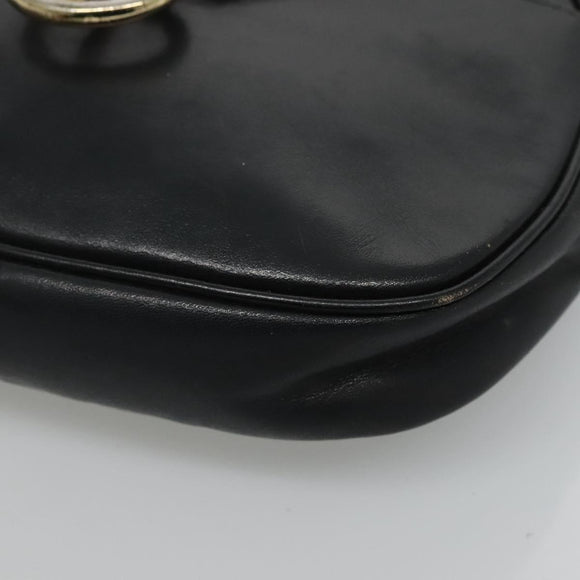 Christian Dior Shoulder Bag Leather Navy Gold Auth bs23532