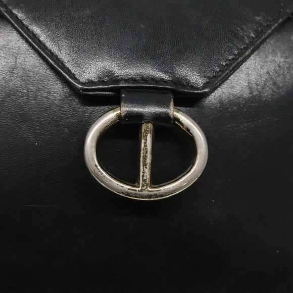 Christian Dior Shoulder Bag Leather Navy Gold Auth bs23532